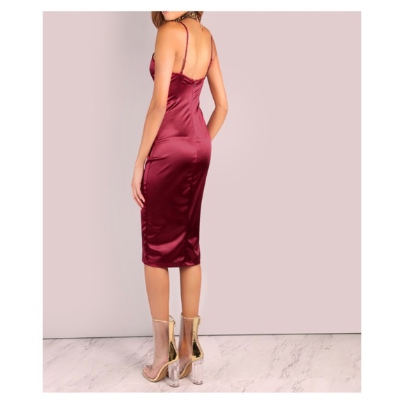 Burgundy Spaghetti Strap Dress - Picture 3 of 5